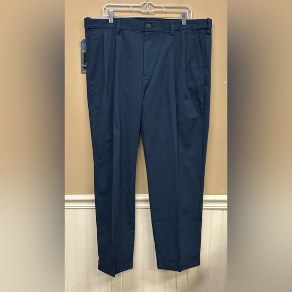 Savane Eco Start Dress Khaki Blue Pleated Front Dress Pants Size 38W X 30L NWT - Picture 1 of 5